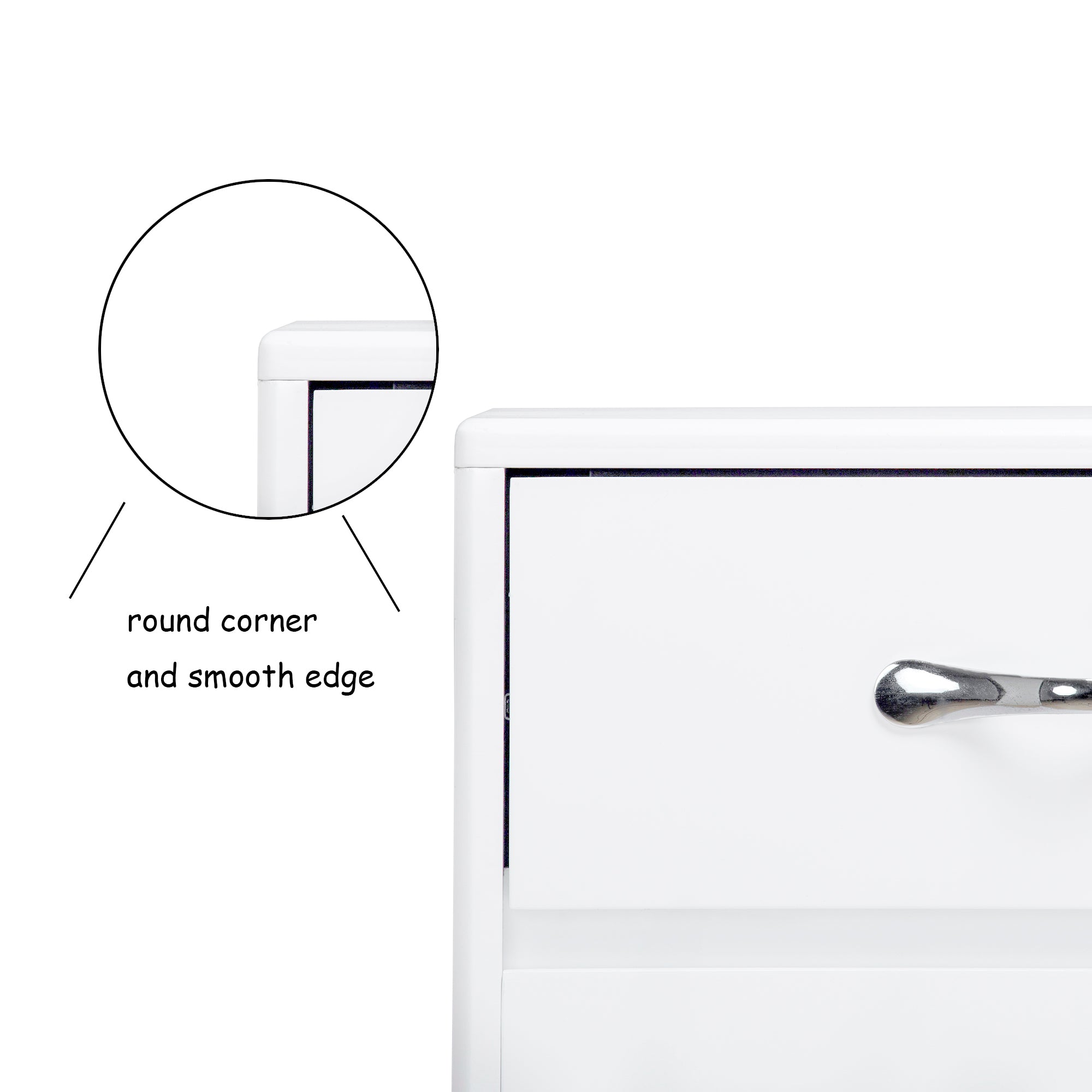 Side Table Six Drawer, White