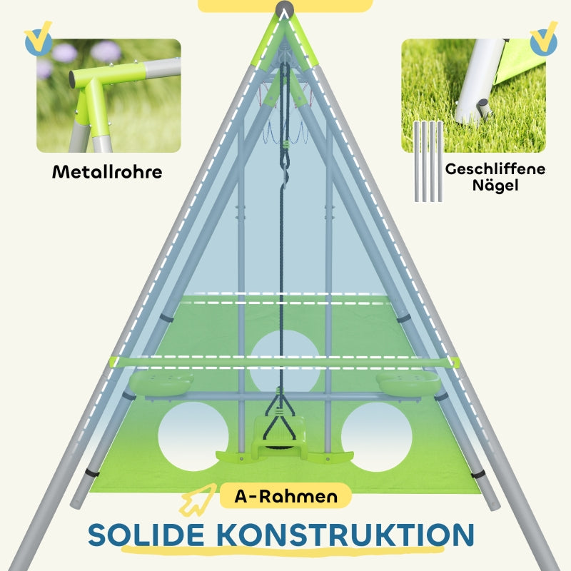 AIYAPLAY Outdoor Swing Set, Children's Swings, Adjustable, Steel, Green
