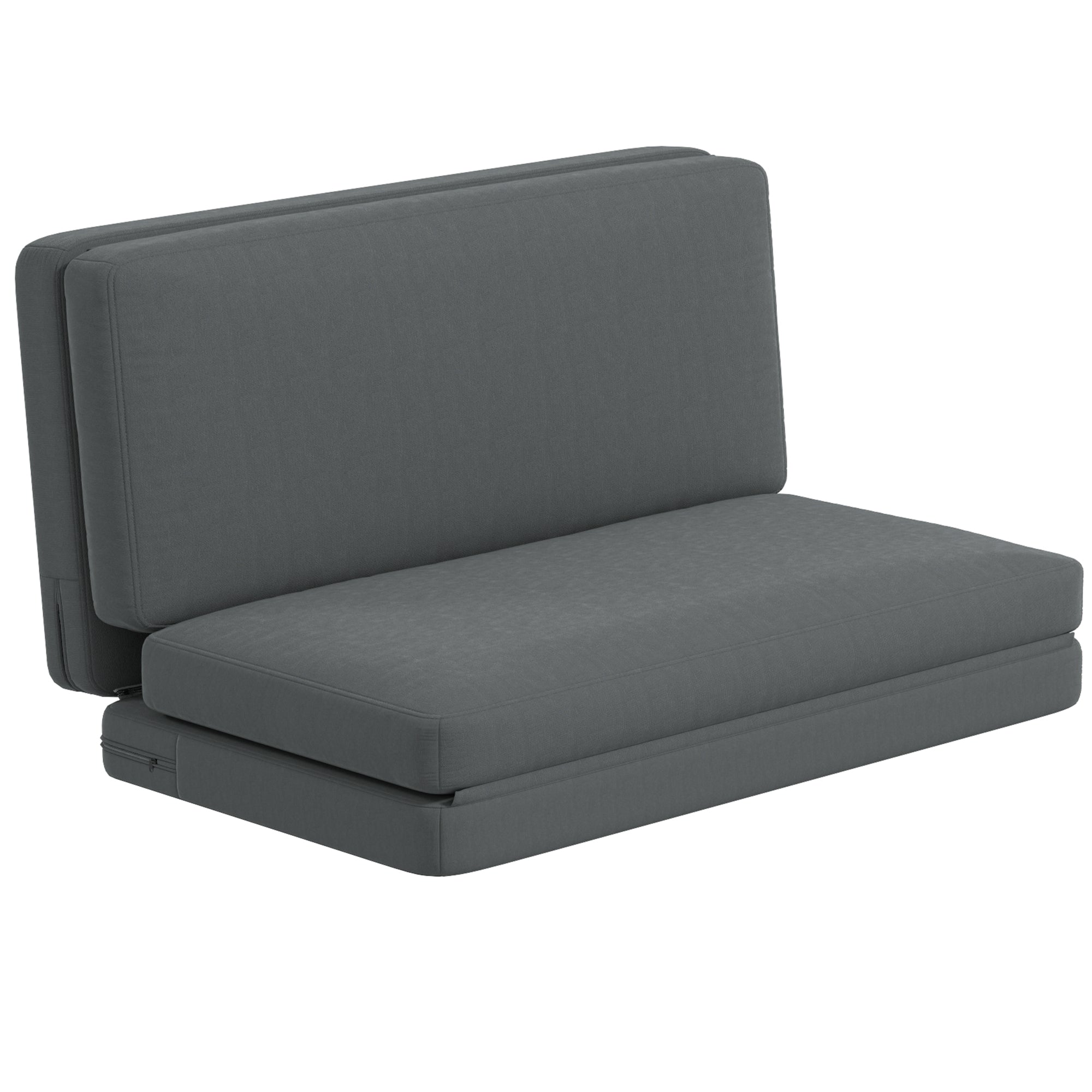 3-in-1 Folding Sofa Bed, Velvet, Dark Grey