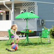 Kids Folding Picnic Table Chair Set with Parasol, Green