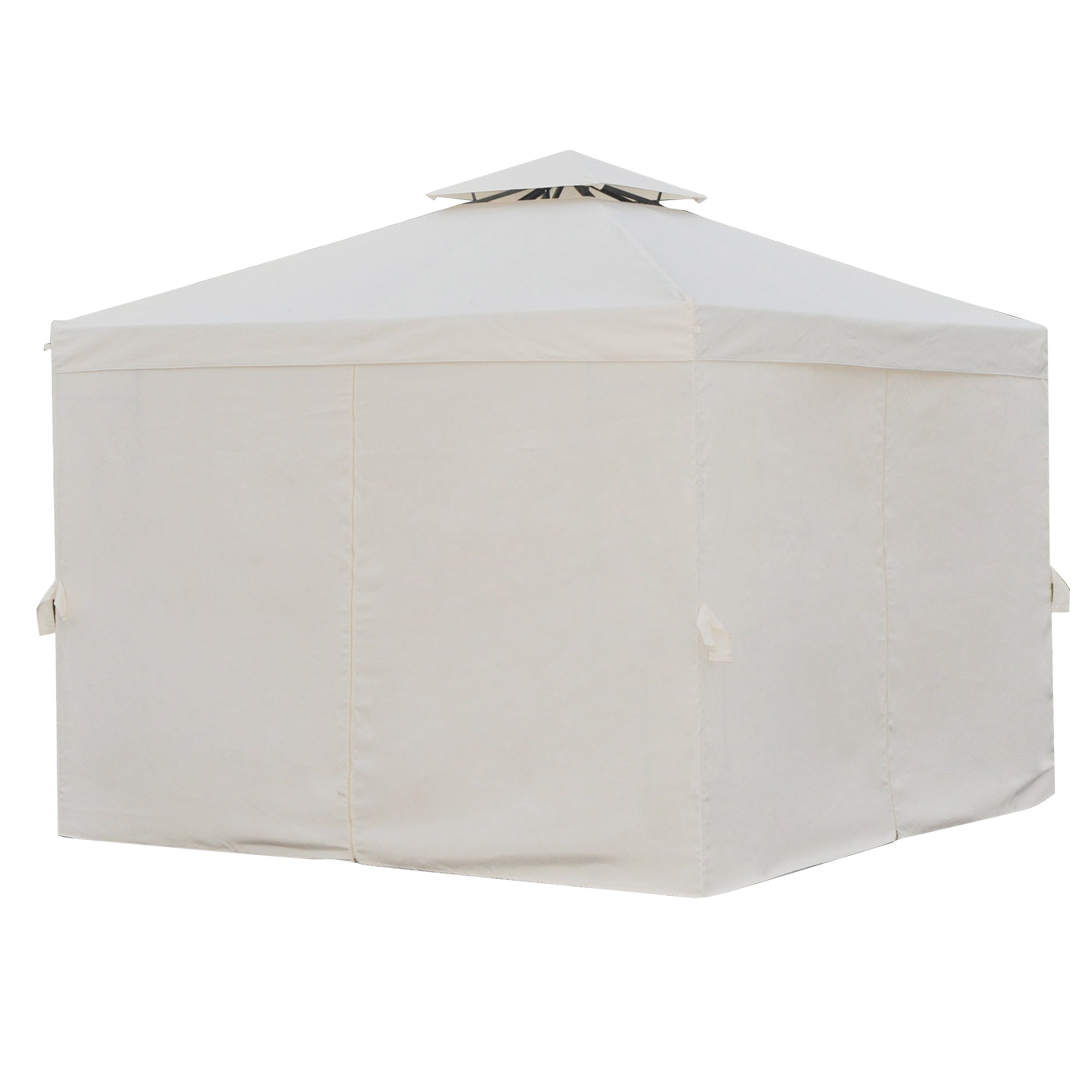 Garden Gazebo 3x3m Double Roof Tent with Sidewalls, Beige