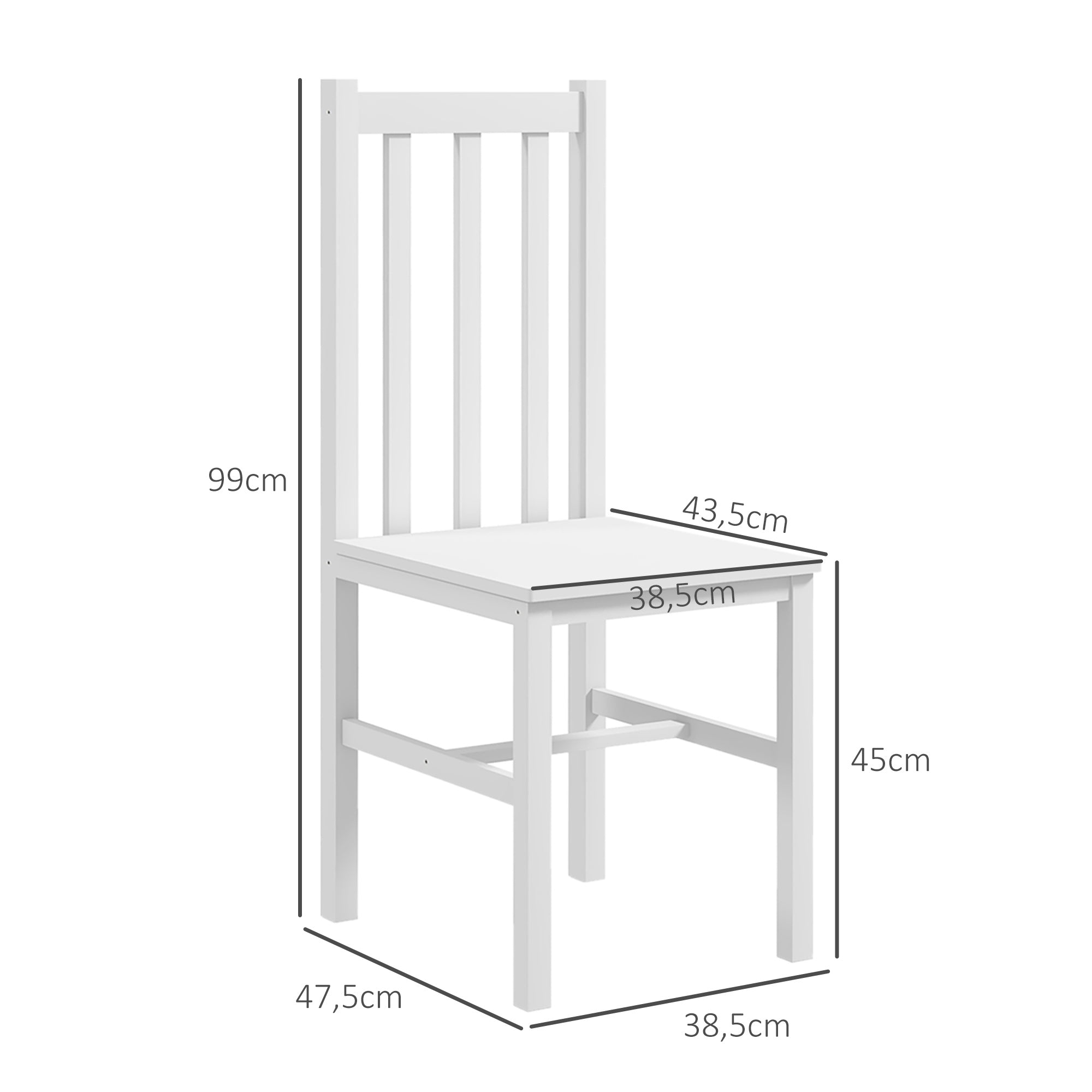 Dining Chairs, Set of 2, 120 kg, Pinewood White