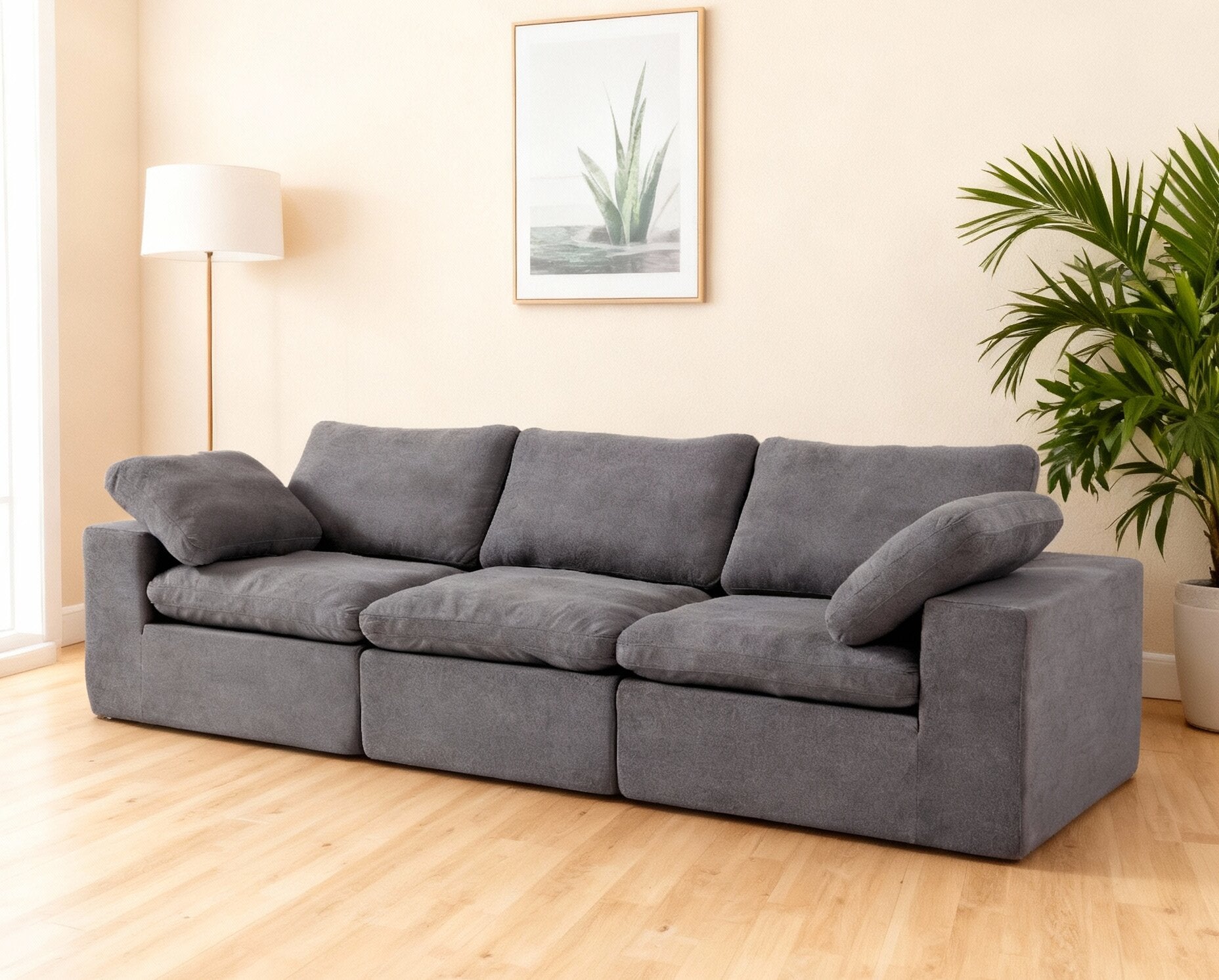 Cloud Modular Sofa Deep Seat Certified Foam, Grey Fabric