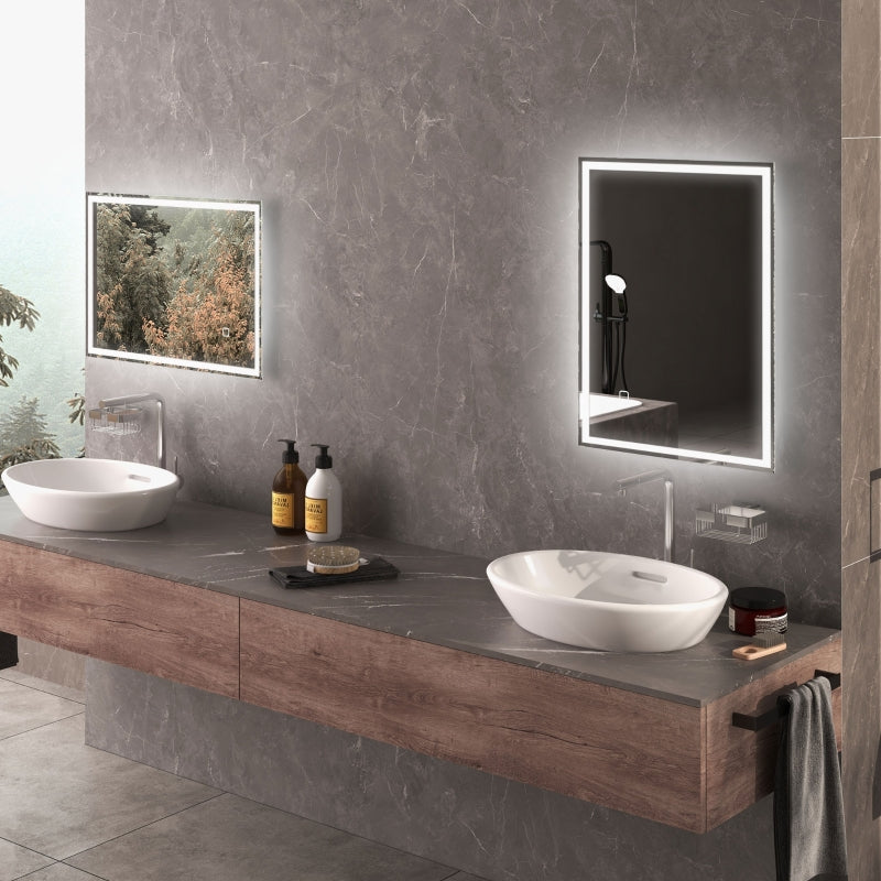 Bathroom Mirror, LED Touch Switch, White