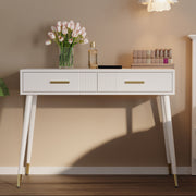 Dressing Table with 2 Drawers, Metal Feet, White