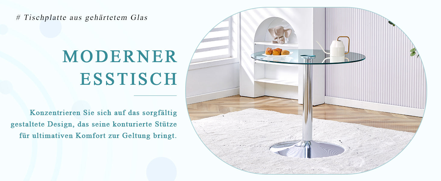 Glass Beam Table Modern Minimalist Round 85cm