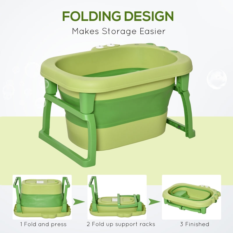 Foldable Baby Bathtub with Stool Green TPU