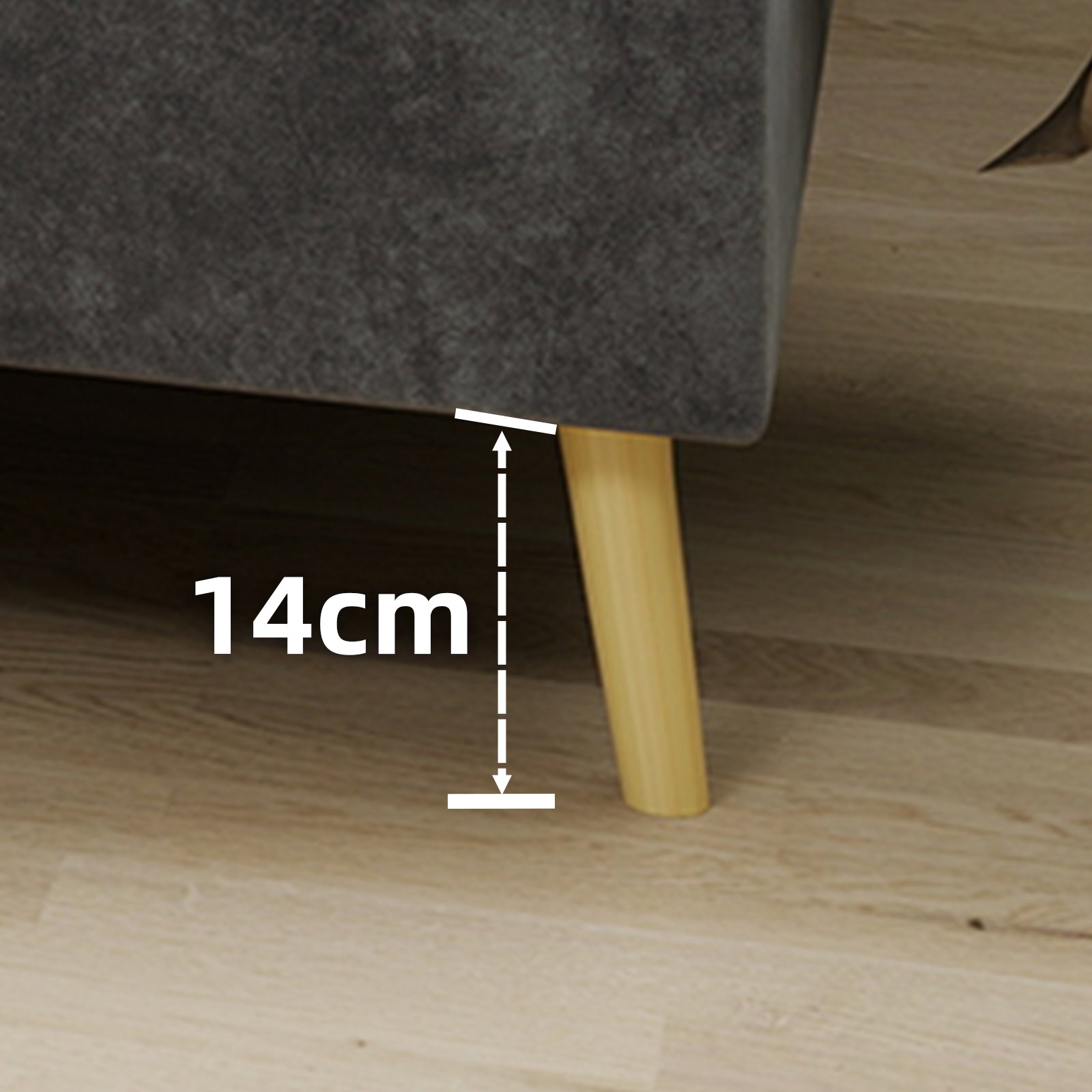 Modern Minimalist Bed Frame, 160x200 cm Low-Profile, Grey Dutch Velvet Fabric