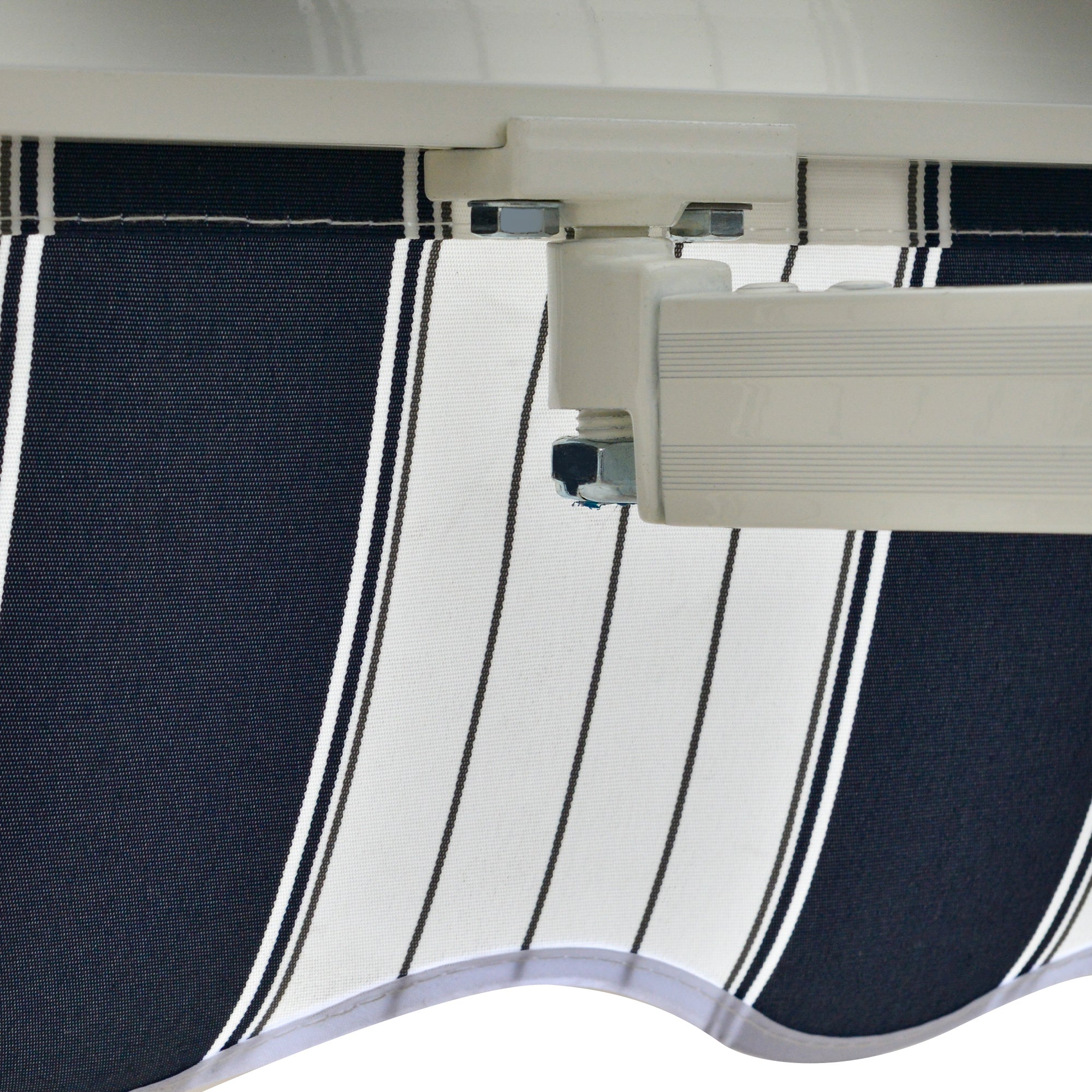 Manual Retractable Awning 3.5x2.5m Dark Blue/White Stripes