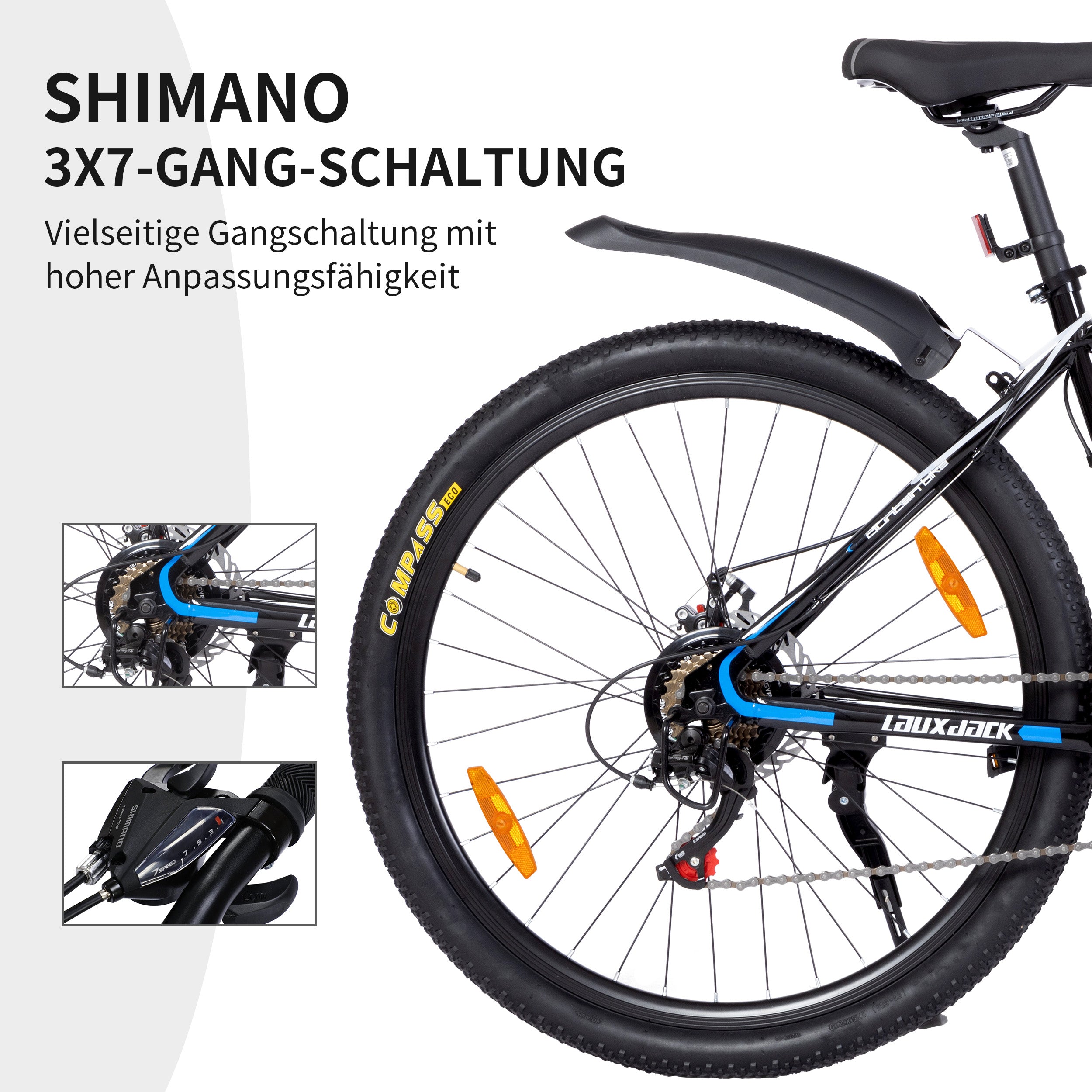 26-inch Hardtail Mountain Bike, 21-Speed Shimano Tourney with Disc Brakes, Steel