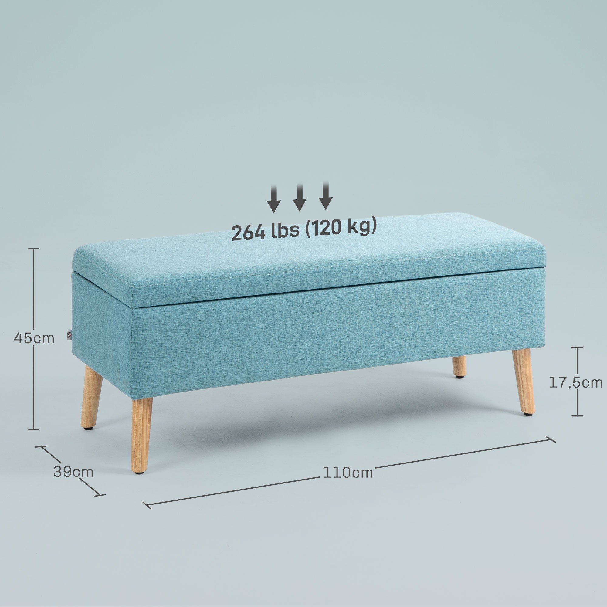 Upholstered Bench Storage Bed Hallway Blue