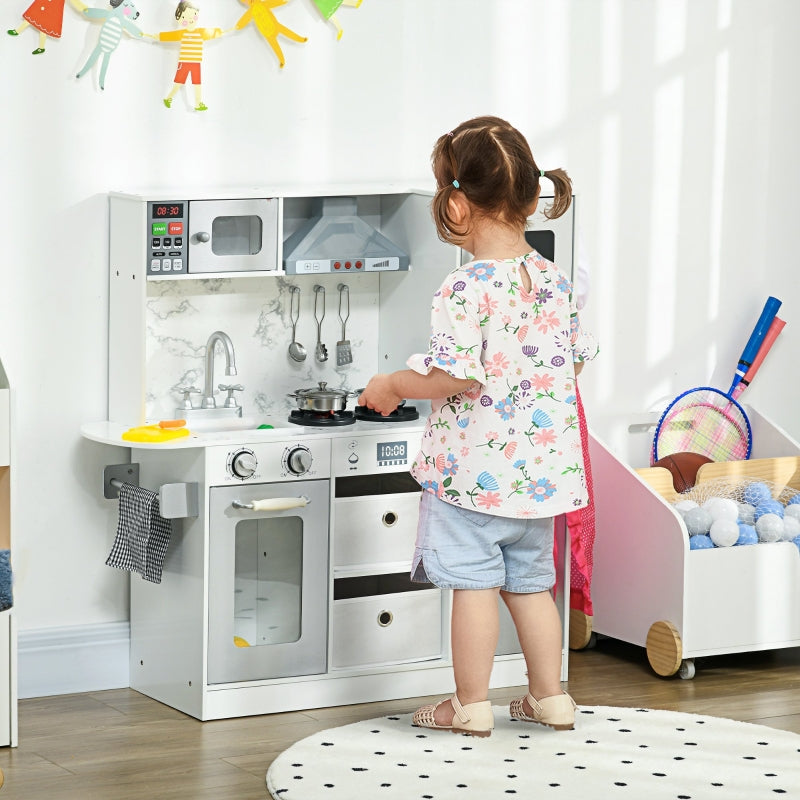 Toy Kitchen Playset with Lights, Sounds & Ice Maker - White