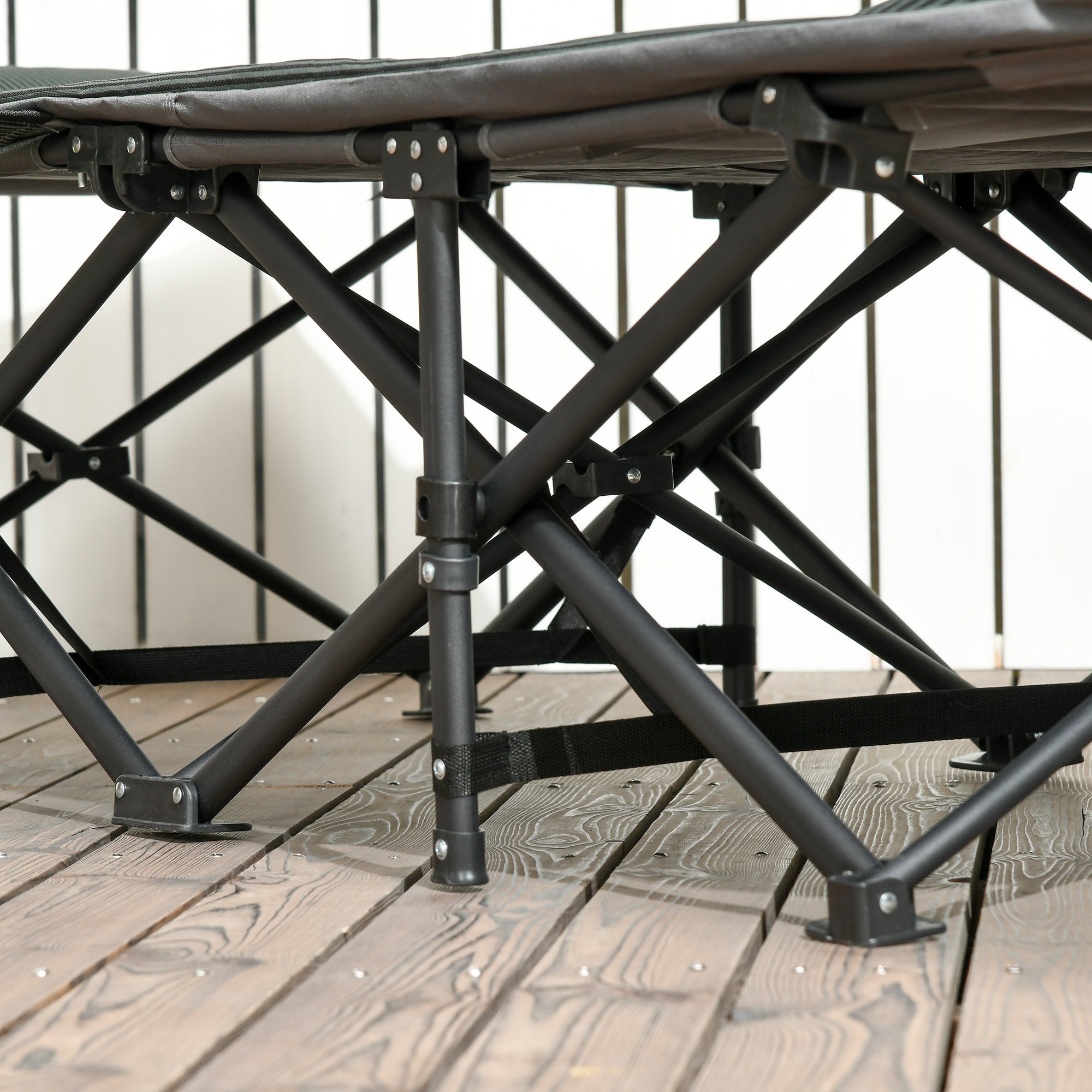 Foldable Camp Bed, Padded with Carry Bag and Cup Holder, Grey