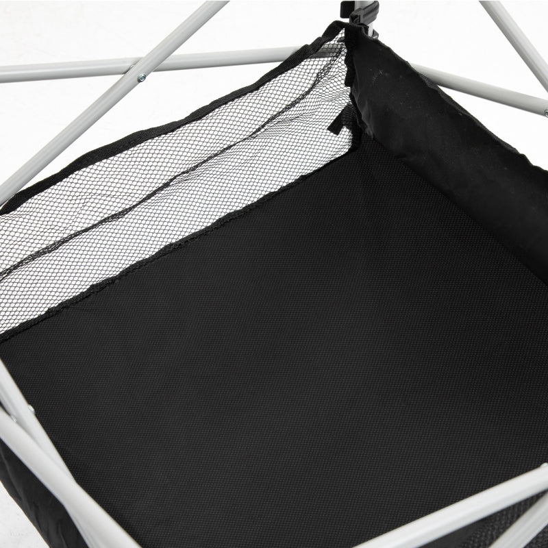 Portable Camping Table with Mesh Bag, Steel Frame, Silver Black