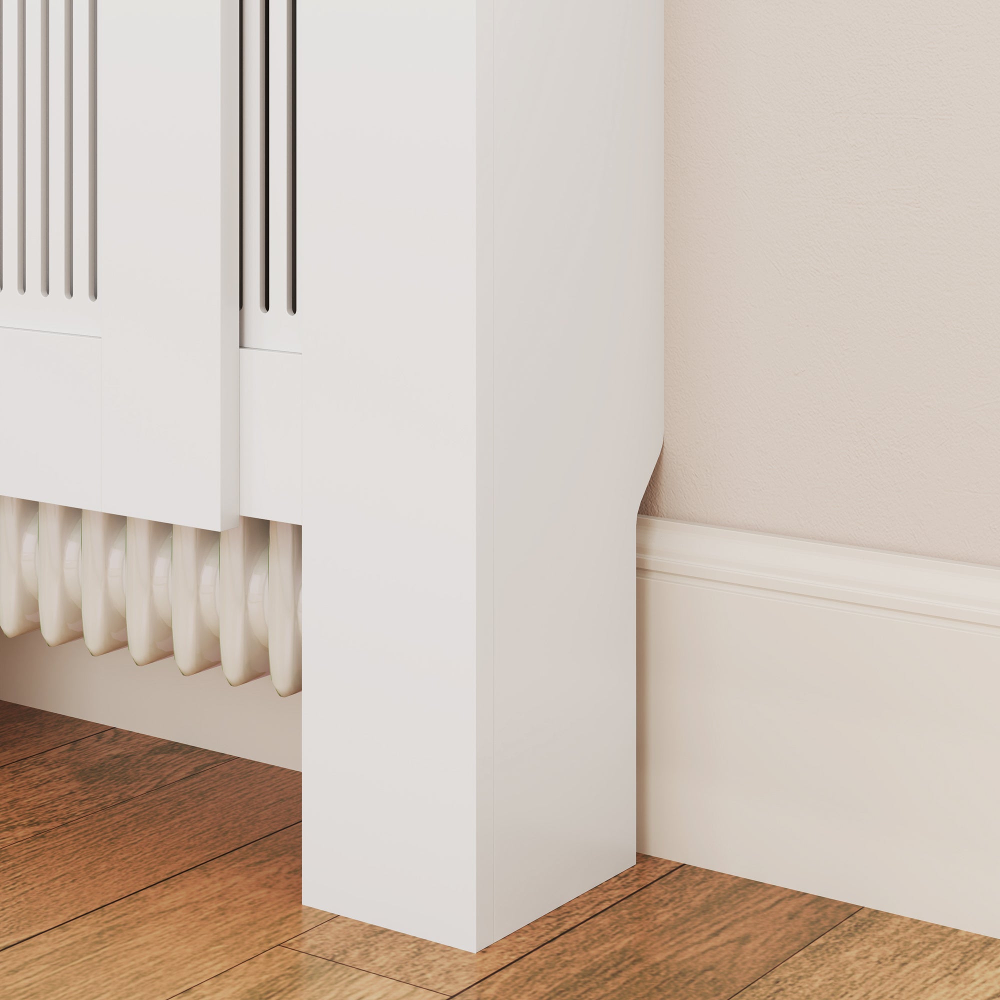 Extendable Radiator Cover with Shelf Slats 125-201 cm, White