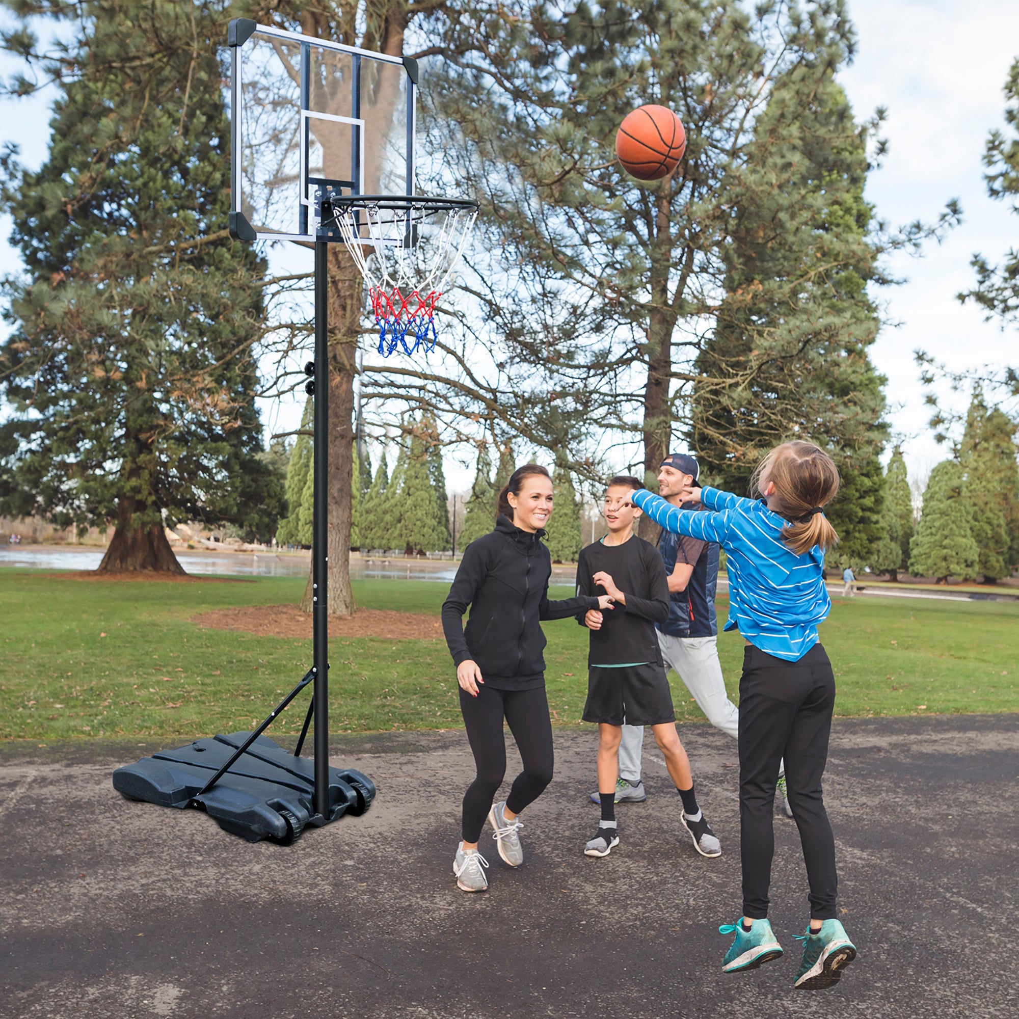 Portable Basketball Hoop, Adjustable Height, Indoor/Outdoor, with Wheels
