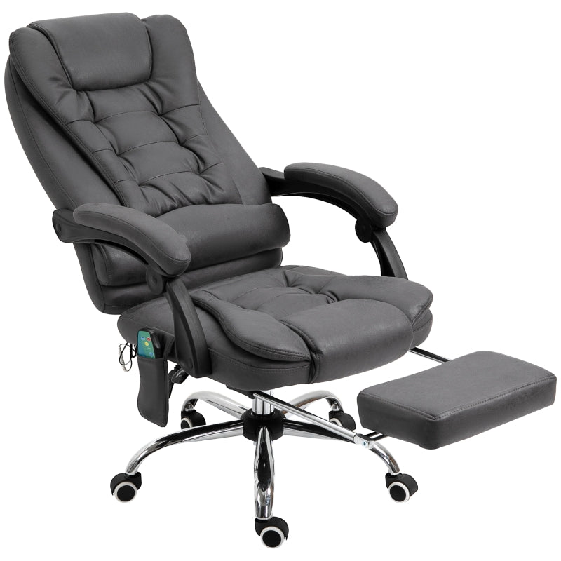 Vinsetto Office Chair, Massage, Heat, Ergonomic, Footrest, Polyester, Grey