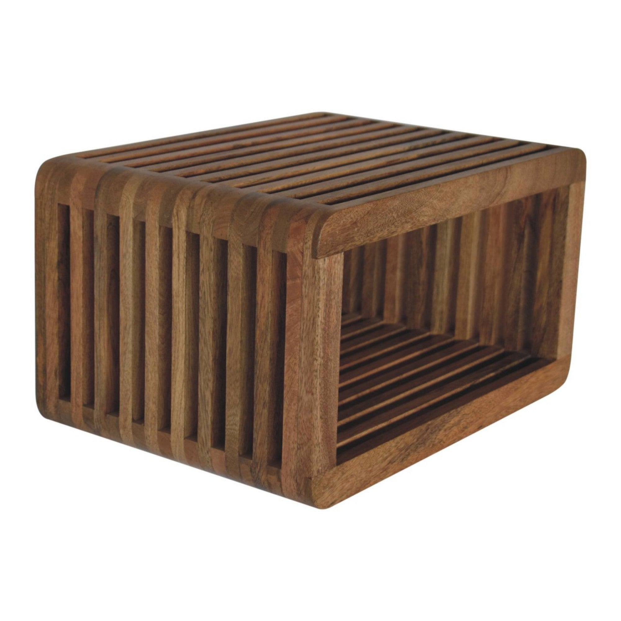 Soba Wall Mounted Bedside Open Slot Solid Wood Dark Brown