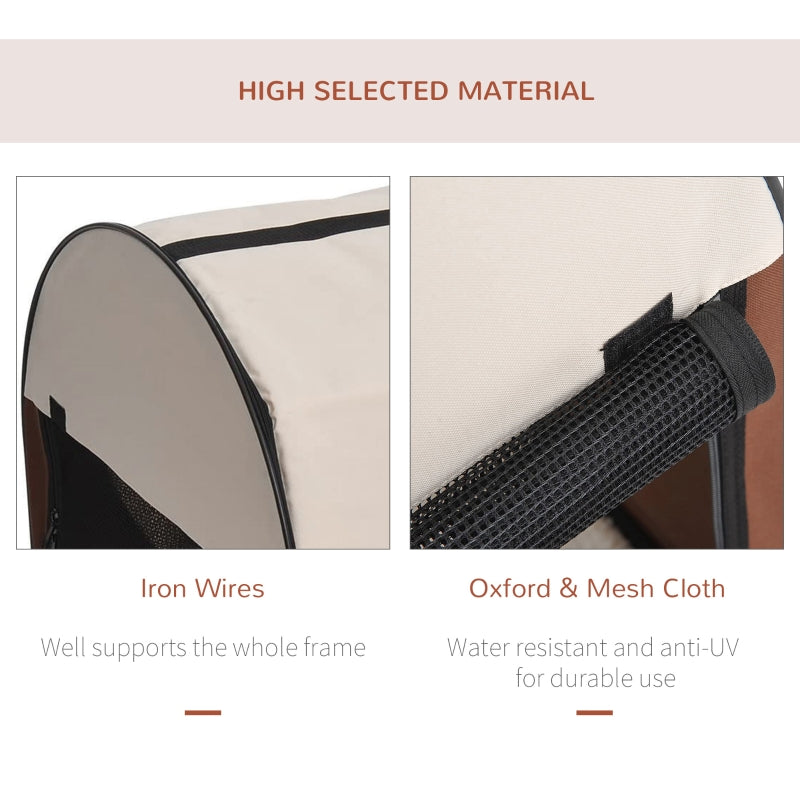 Folding Pet Crate, Fabric Soft, Brown