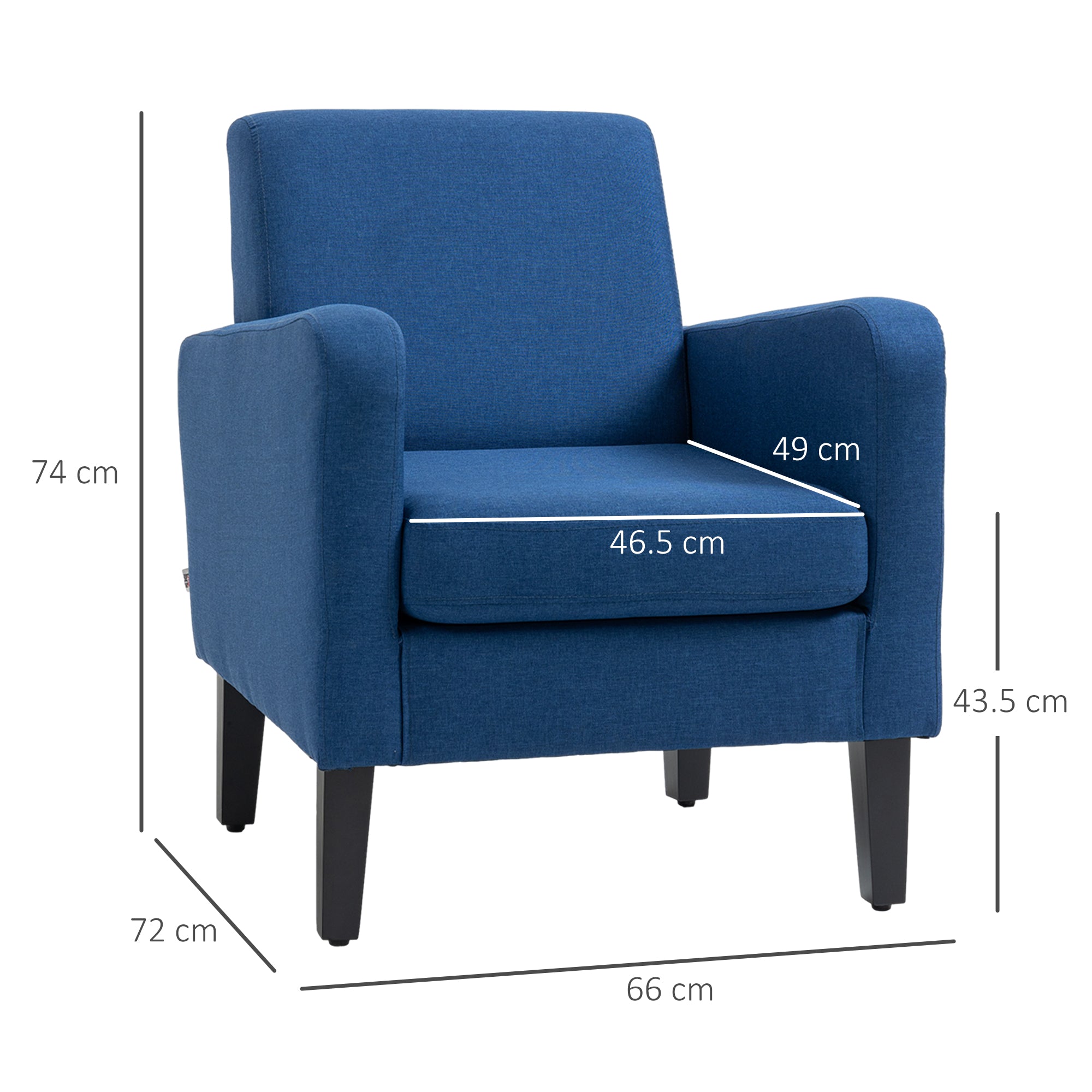 Boxy Armchair - Linen-Look, Blue