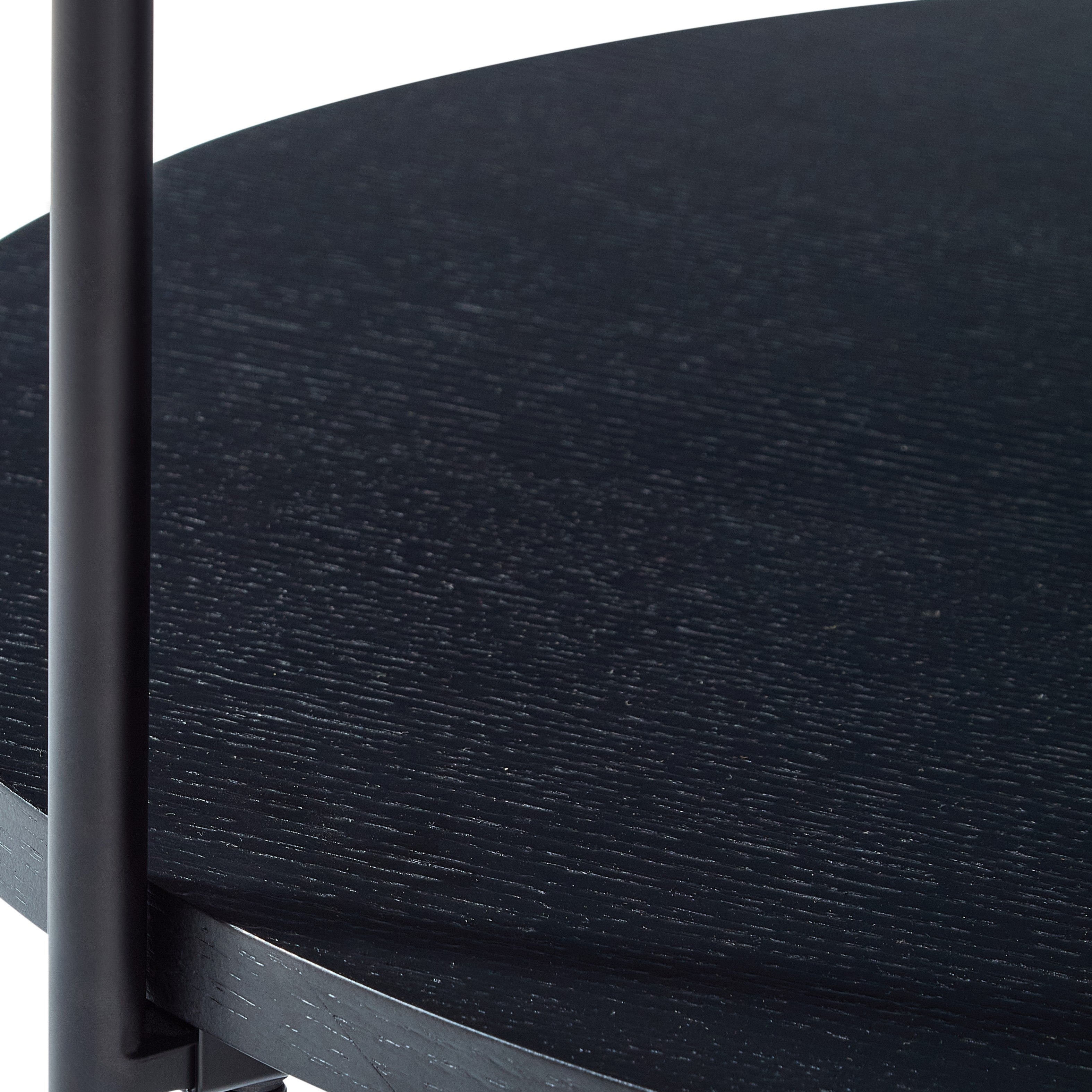 Modern 2-Tier Round Coffee Table with Tray Top, Wood and Iron