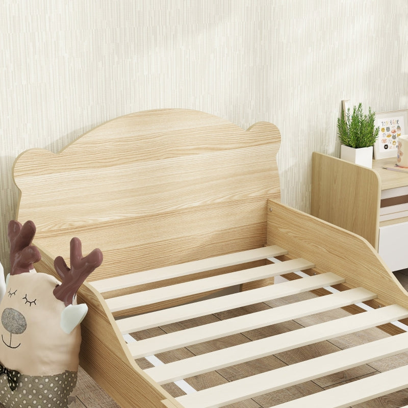 AIYAPLAY children's bed 143.5 x 80 cm house bed with fall protection, 80 kg load capacity, natural wood