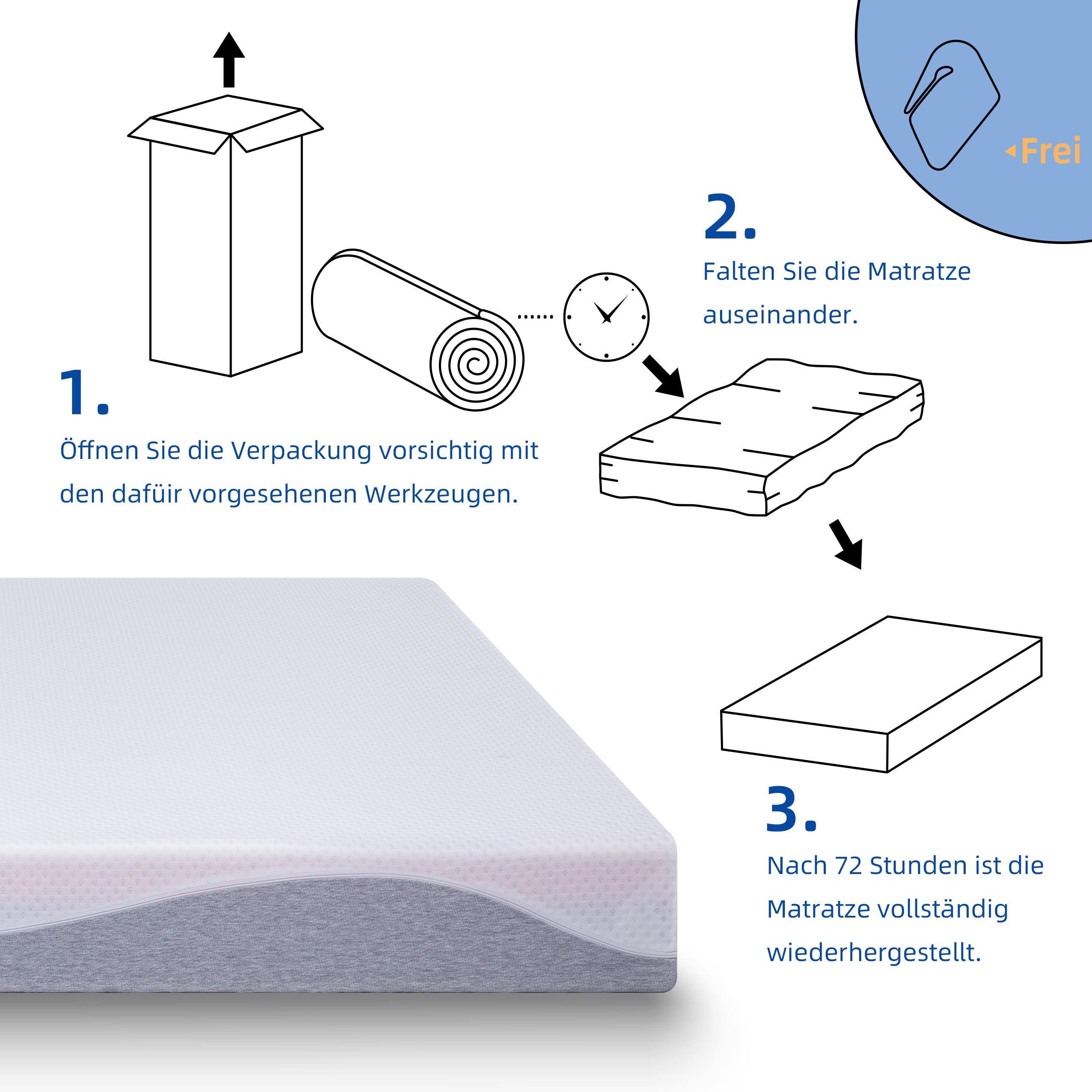 Foam Mattress Comfortable Medium Firmness 160x200 cm Grey/White