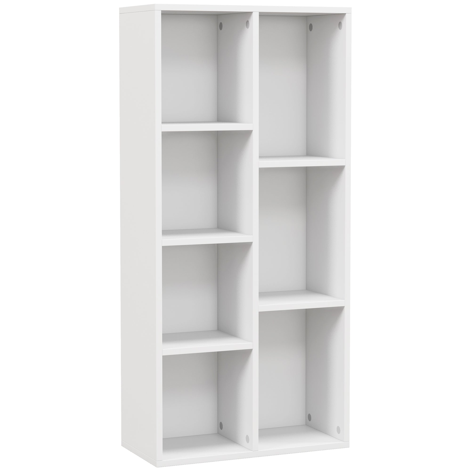 Bookcase Seven-Cube Storage White Wood Effect