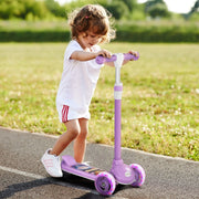 Kids' Scooter with LED Wheels and Adjustable Height, Purple