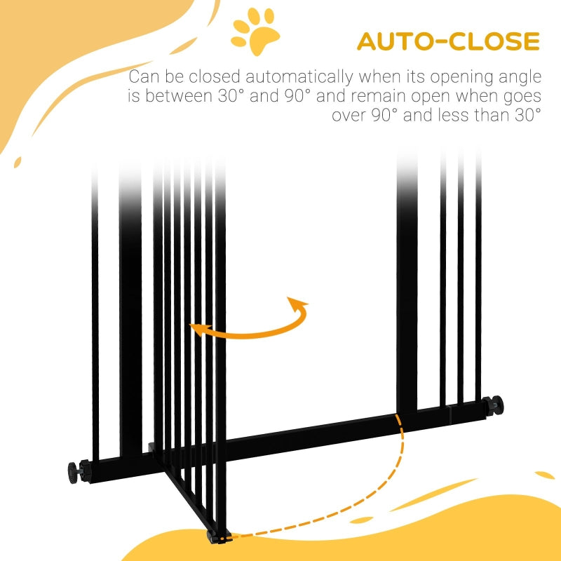 Metal Pet Safety Gate Folding Dog Fence, 74-87cm Black