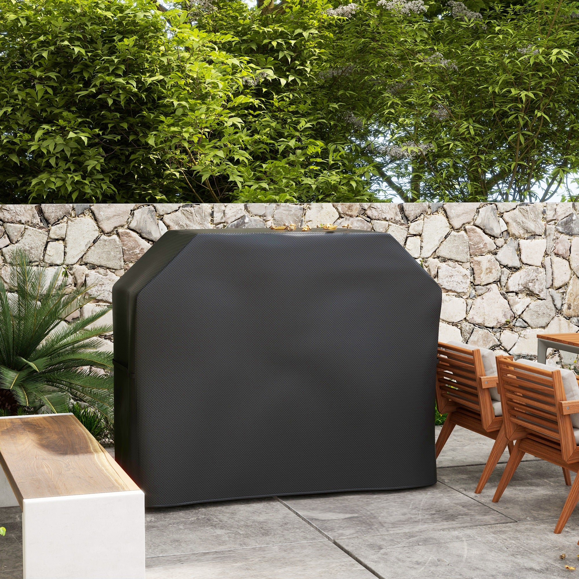 Protective Grill Cover, 147 x 61cm Weather-Resistant, Durable Plastic Coated Black
