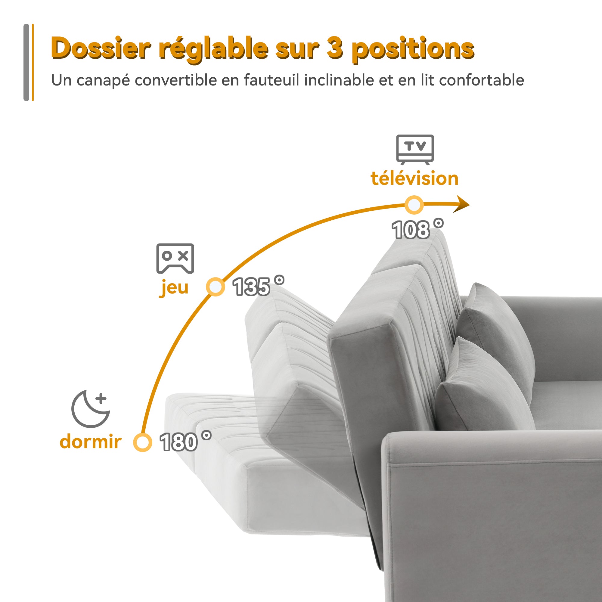 Sofa Bed, Small Two-Seater with Sleep Function, Velvet Fabric