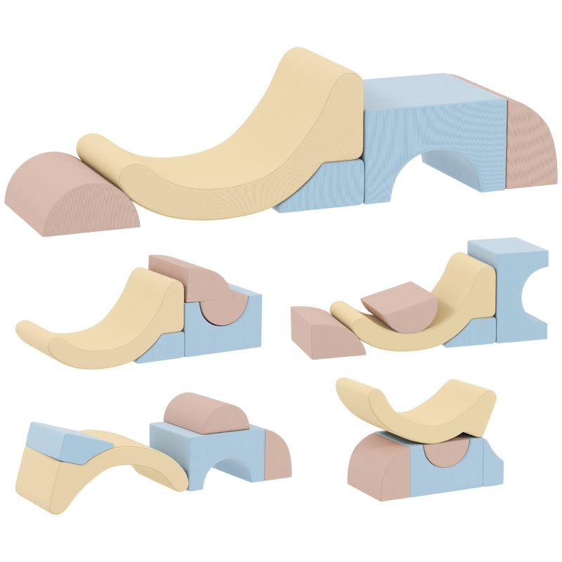 Foam Climbing Blocks Set of 5 with Corduroy Cover for Building and Crawling, Colorful