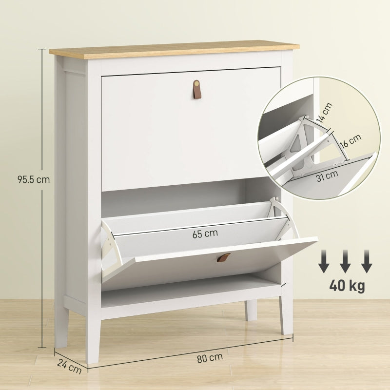 Modern Two-Drawer Shoe Cabinet - White