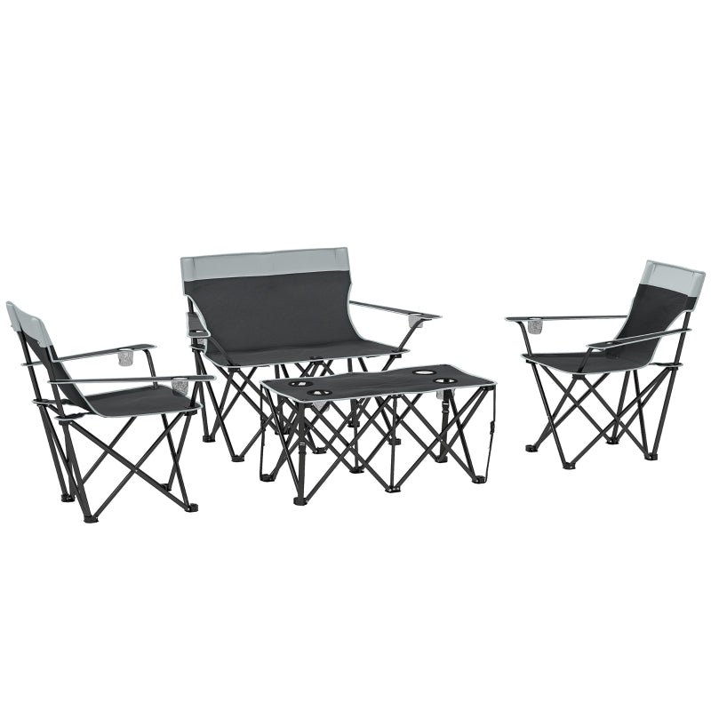 Four-Piece Portable Folding Picnic Table Set - Grey