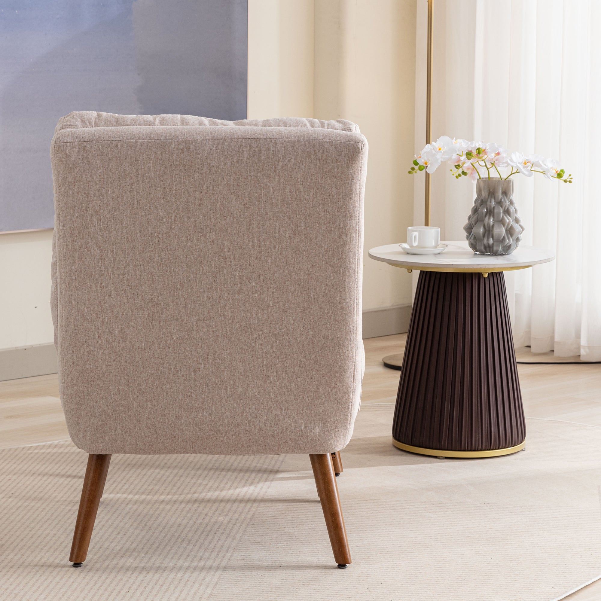 Modern TV Cabinet with Glass Shelves & LED Lighting, White Wood Look, Particle Board