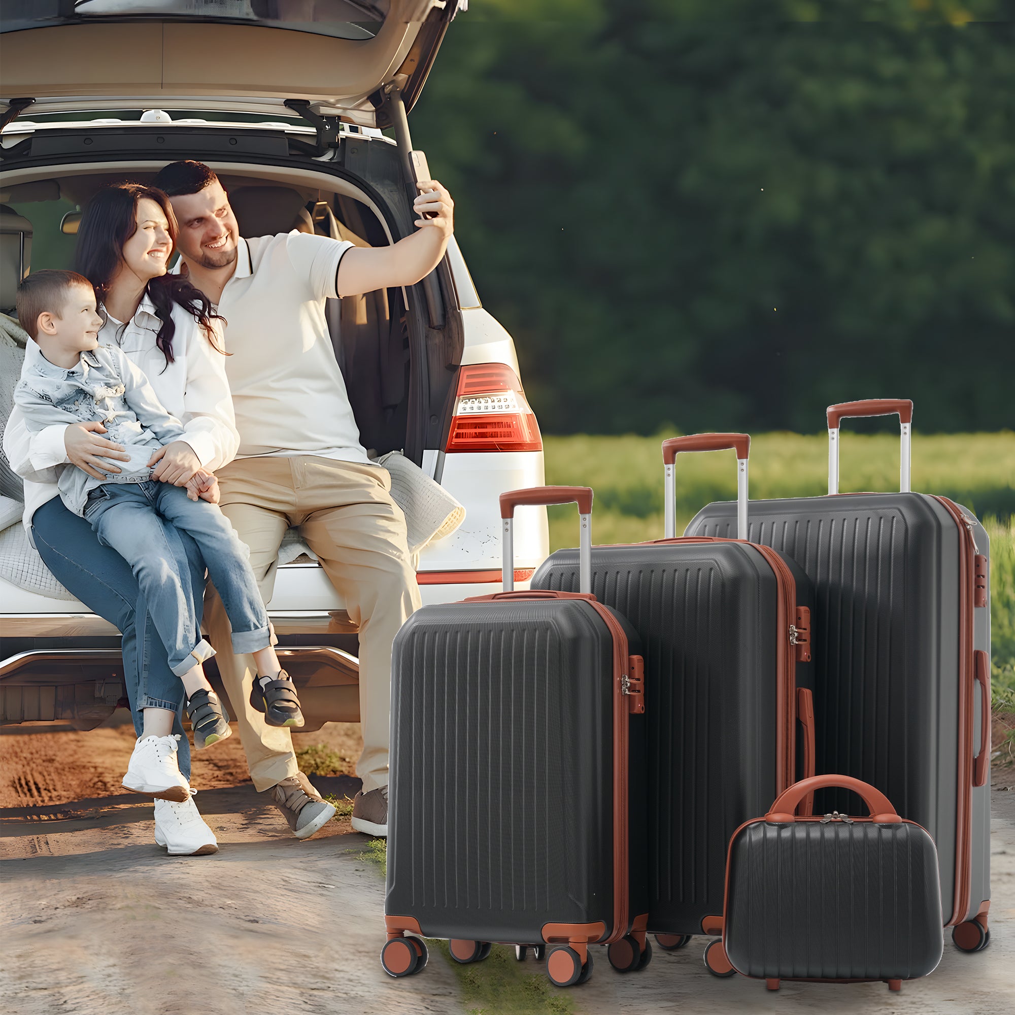 S&M&L&XL Luggage Set Hard Shell 360° Double Wheels TSA Lock Metal Handles