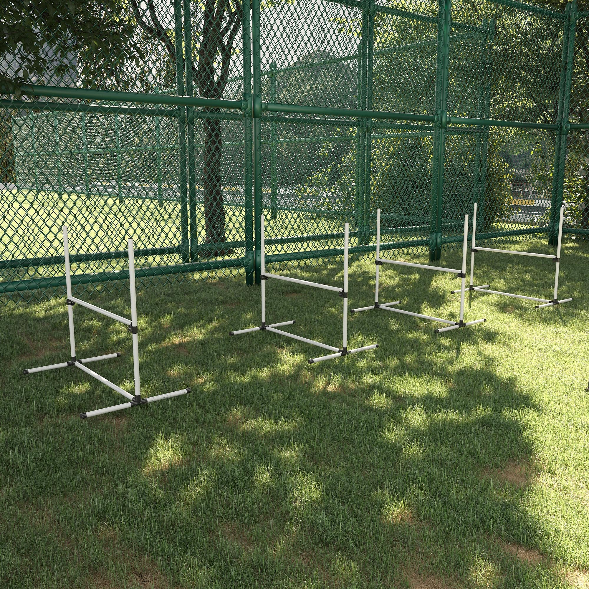 Agility Hurdle Set, 4 Hurdles Slalom Poles, Plastic White