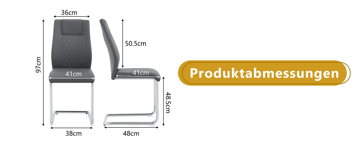 Scandinavian Dining Chairs, Mesh Back, Metal Legs, Dark Grey PU Leather