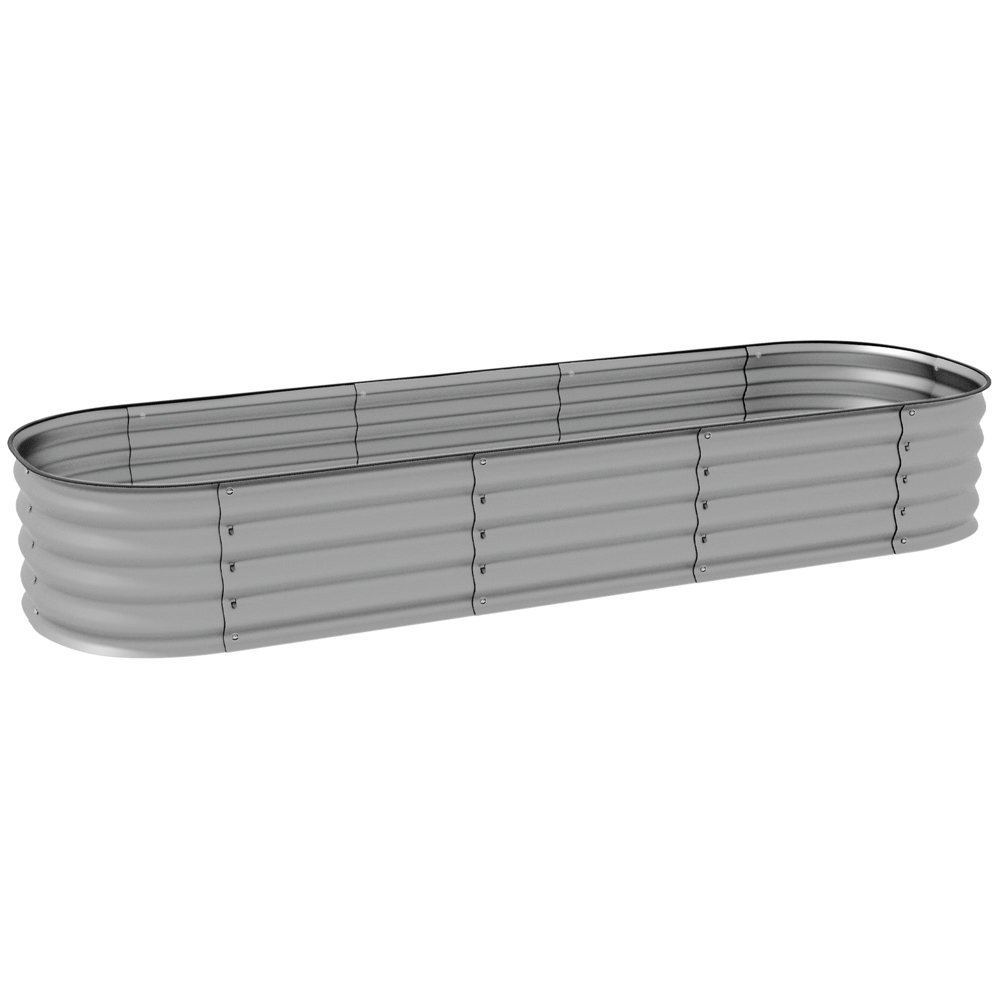 Raised Metal Planter Box 195x62x30cm Open Bottom DIY Flower Box, Silver