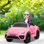 VW Beetle Electric Children's Ride-On Car with Remote Control and Music, Pink