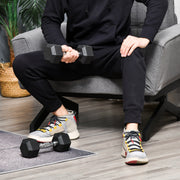 Hexagon dumbbells, set of 2, 2x5 kg, cast iron with rubber coating, black