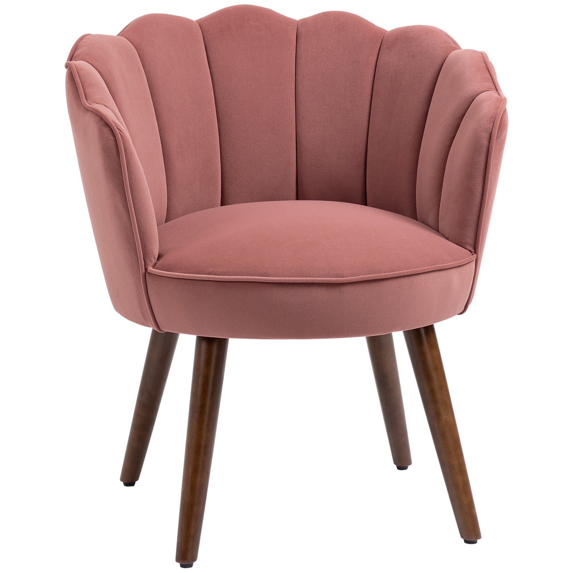 Dining Chair Armchair Backrest Living Room Polyester Rubber Wood Pink