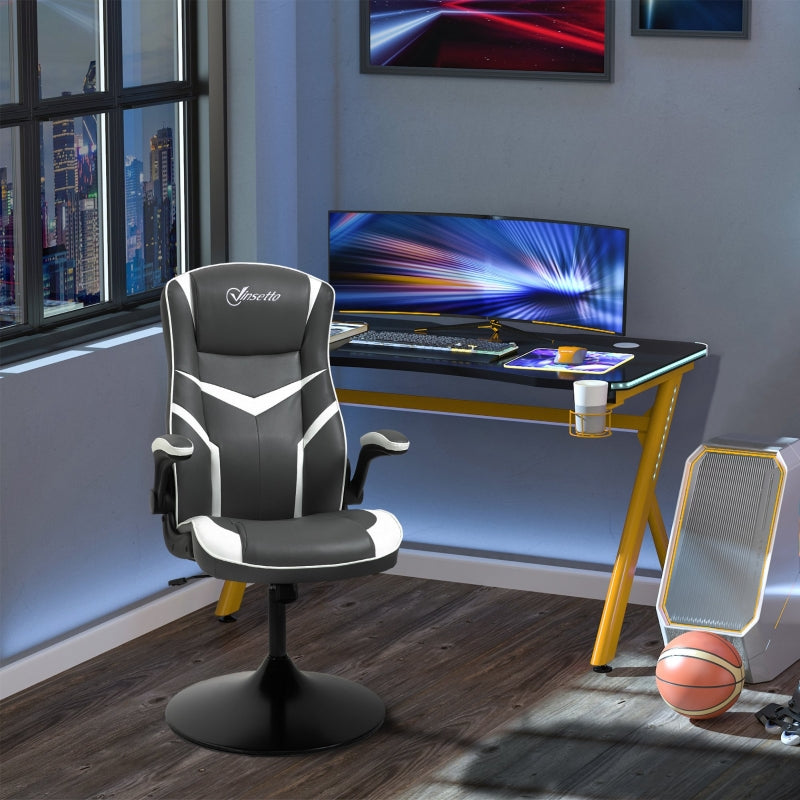 Gaming Chair Ergonomic Adjustable Height Swivel PVC Leather Grey