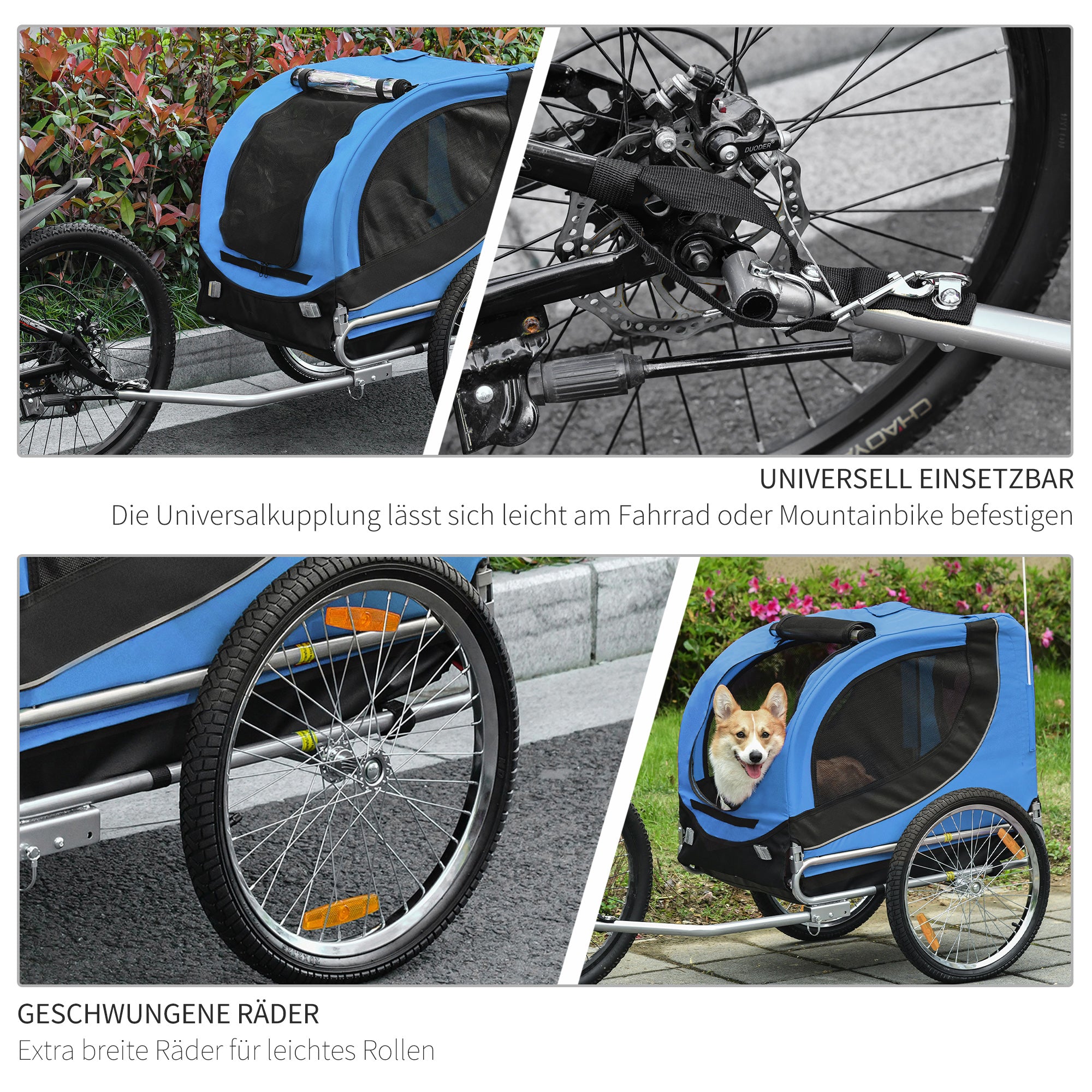 Dog Trailer, Bicycle Transporter, Blue+Black