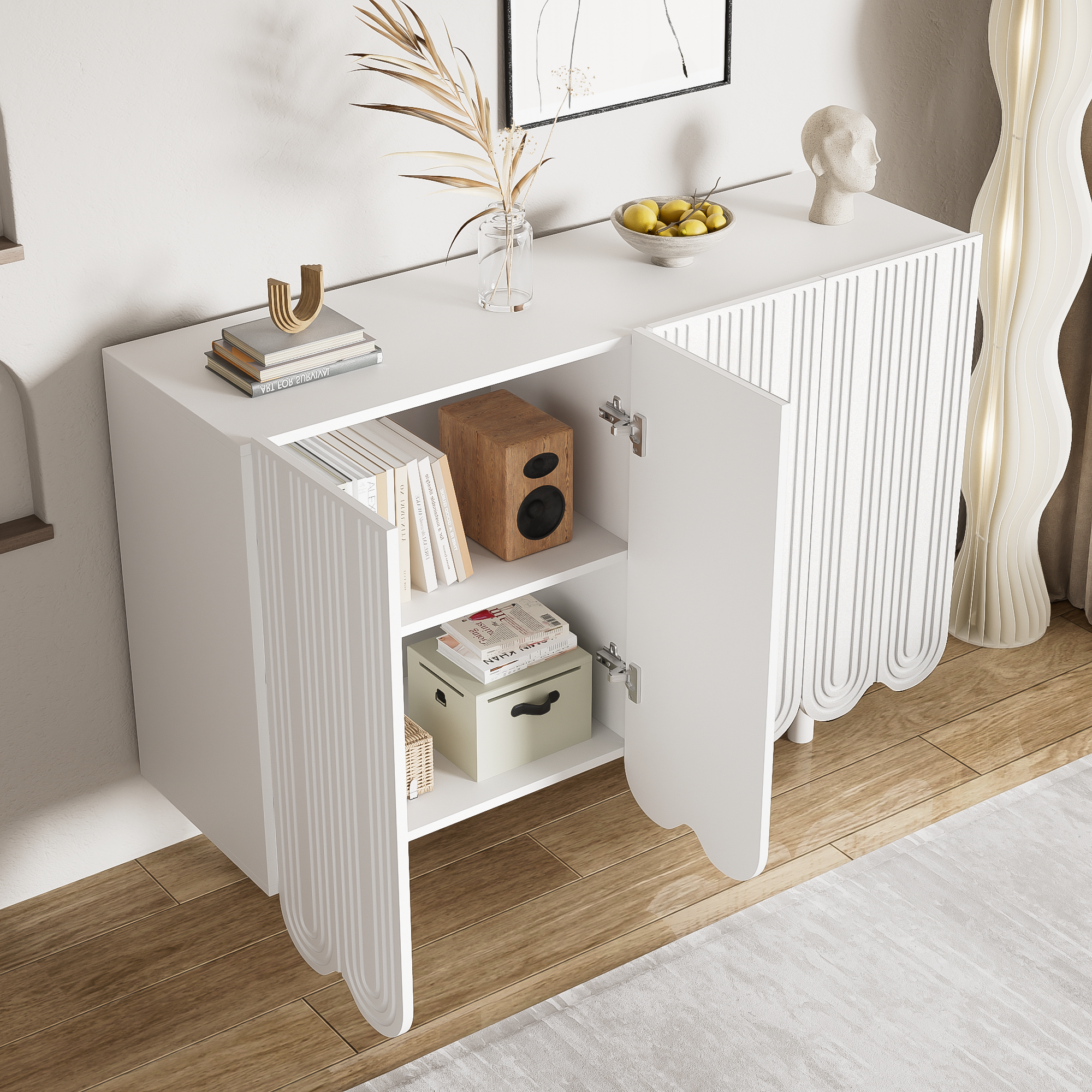 Sideboard with Teardrop Molded Doors and Buffer Hinges