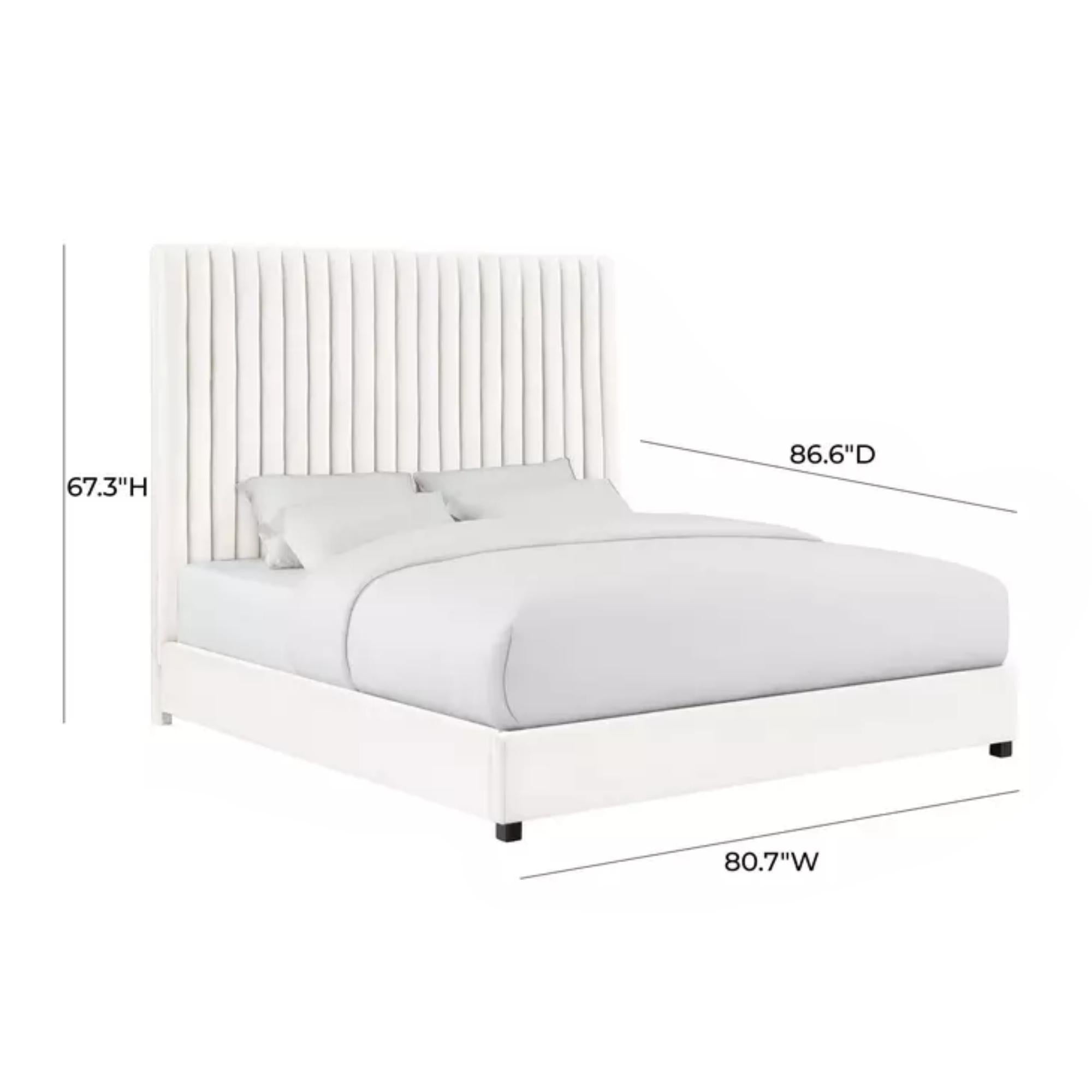 Arabelle Super King Bed White Velvet