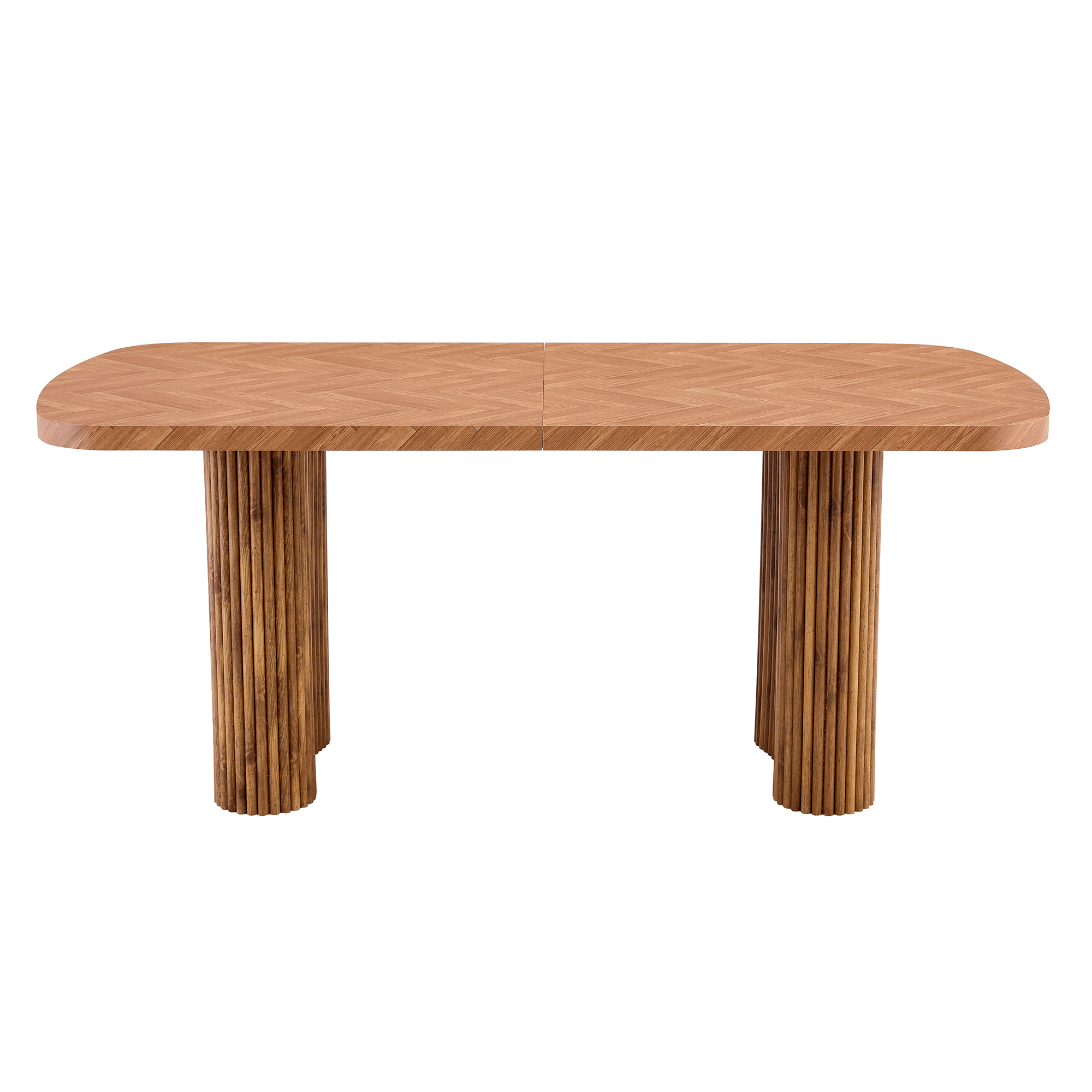 Dining Table Arched Pedestal Support 180x90cm, Walnut Wood-Toned