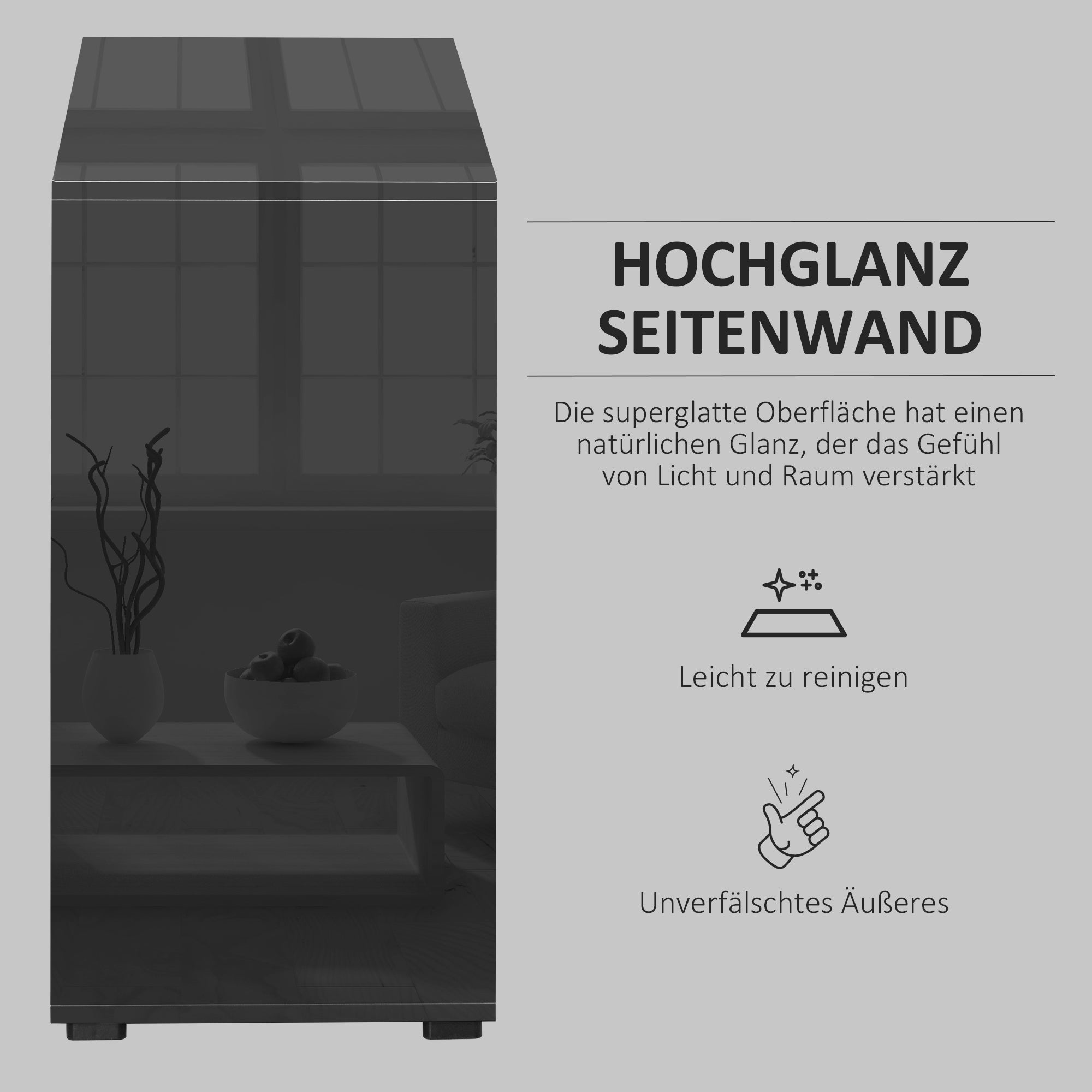 Sideboard Storage Cabinet with 2 Drawers & 2 Doors Black