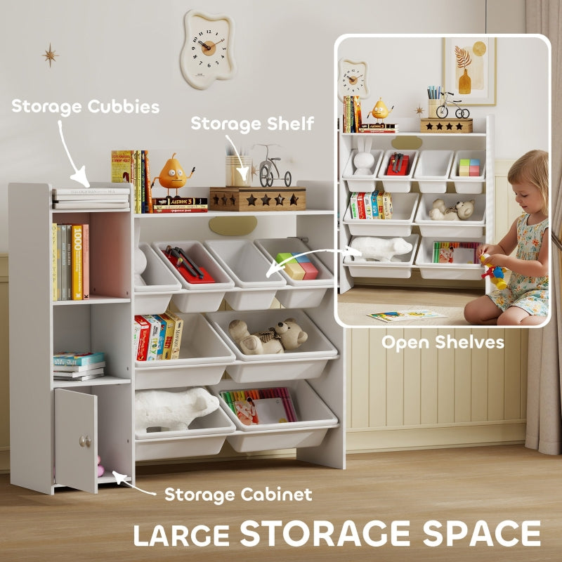 Toy Storage Unit with 8 Removable Bins and Shelves, White